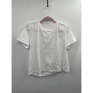 NWT Lilly Pulitzer Clairmont Trimmed Knit Shirt Women Medium Resort White Casual